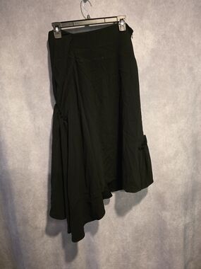 Black Asymmetric Women's Skirt - Classic Draped Style